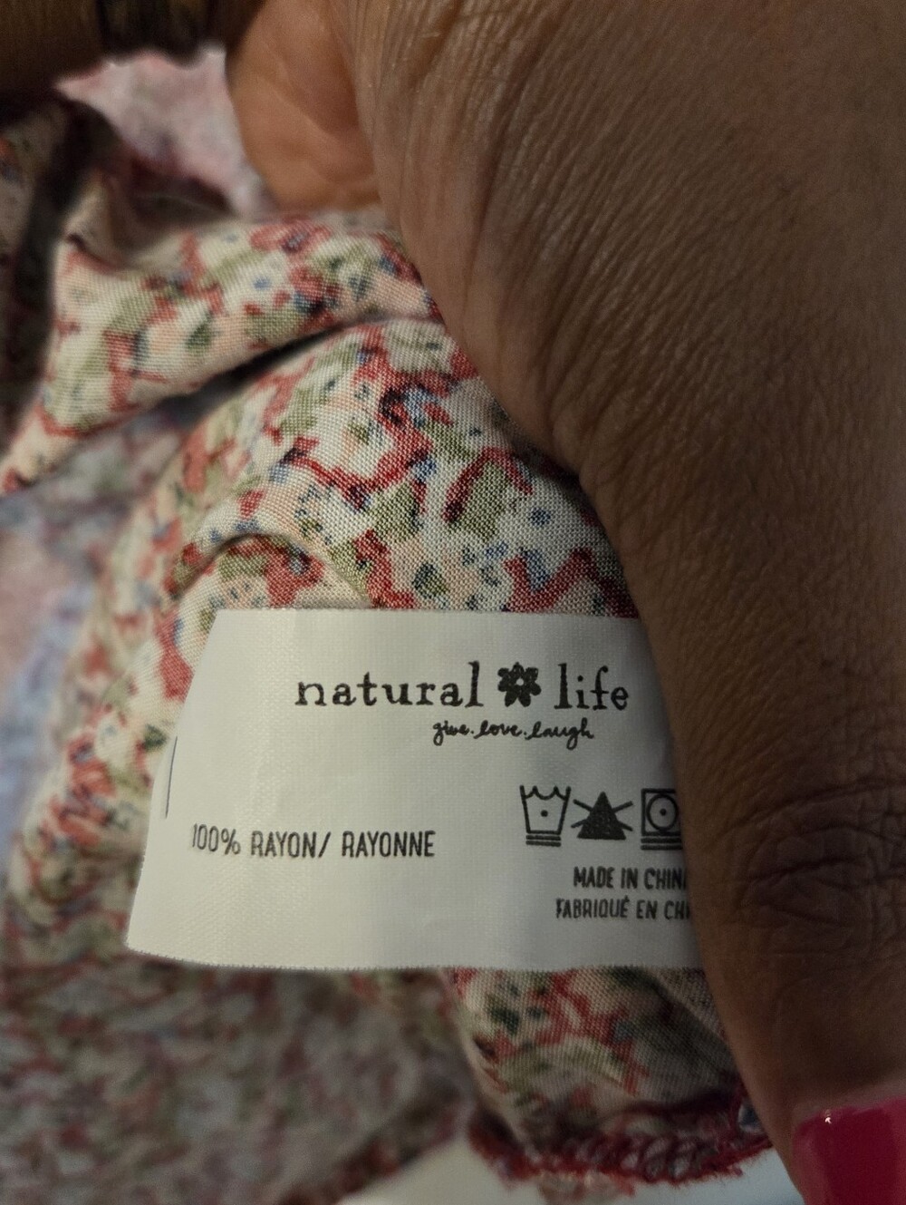Natural Life Women's Stella Mini Oversized Floral Red Babydoll Dress Pocket L/XL - Picture 9 of 9